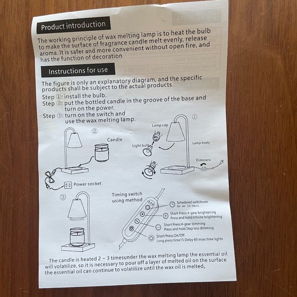 NIB Bealuxur Candle/Wax Melt Warmer Lamp w. 2 Bulbs,Timer & Dimmer - Picture 3 of 14